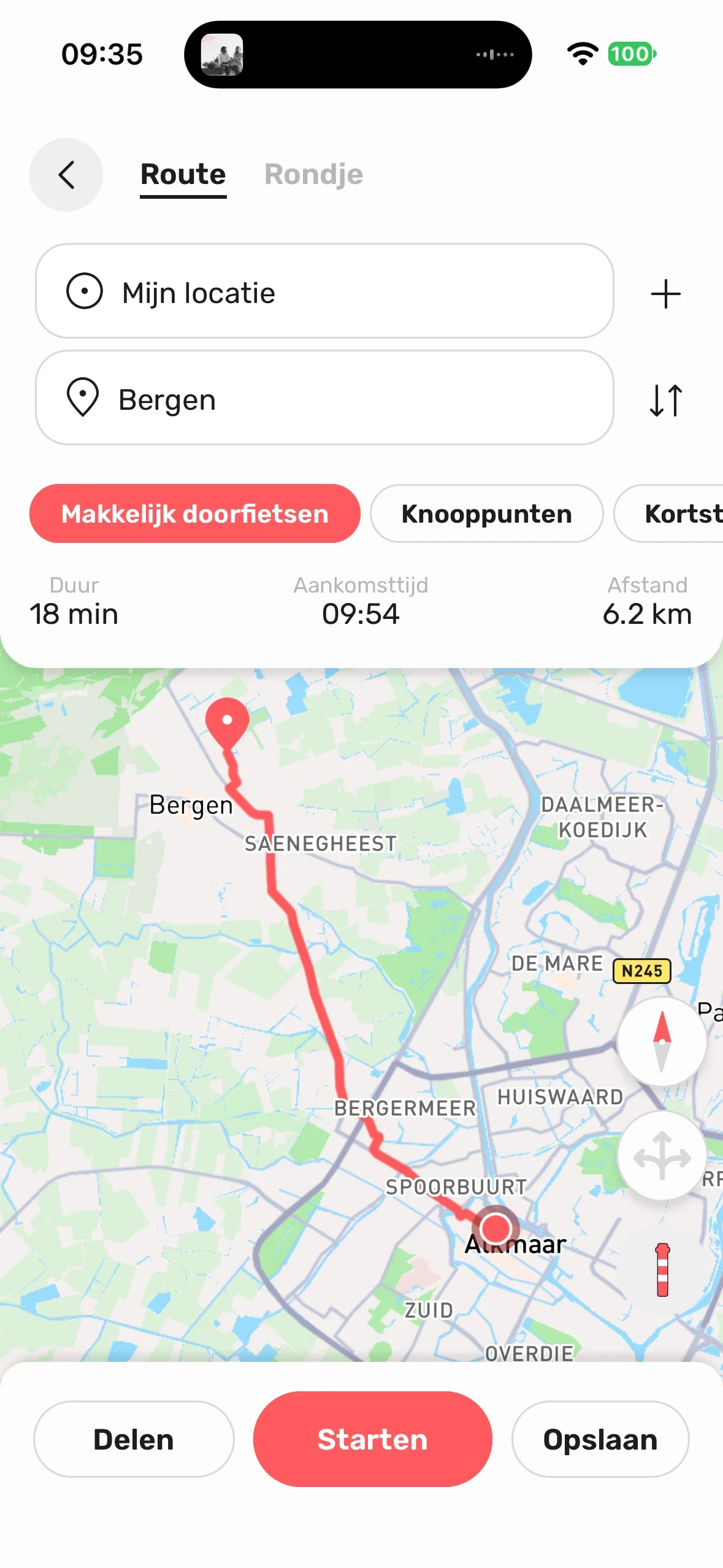 Een route naar Bergen met de voorkeur Makkelijk doorfietsen in Toertje